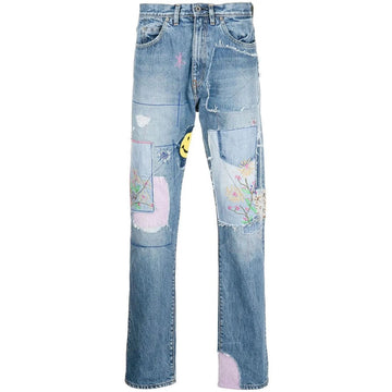Kapital Okabilly Patchwork Straight-Leg Jeans - Lightly Worn