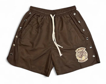 Saint Vanity Nylon Button Shorts "Brown"