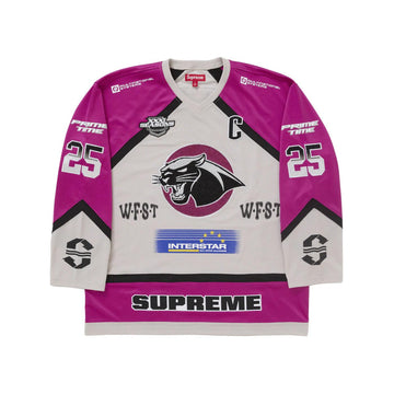 Supreme Rhinestone Hockey Jersey Light Grey