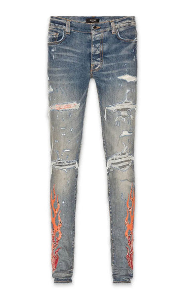 Amiri Bandana Flame Jeans - Lightly Worn