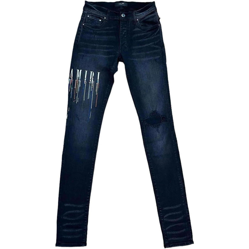 Amiri Paint Drip Logo Jeans "Black" - Lightly Worn