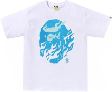 BAPE Flame Ape Head Tee White/Blue