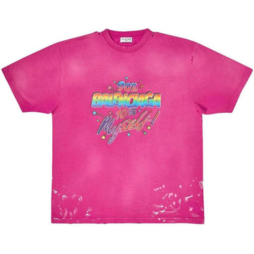 Balenciaga Women's 90/10 Large Fit Vintage T-Shirt Dark Pink
