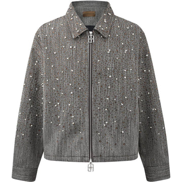 Birth of Royal Child Rhinestone Zipper Jacket "Dark Grey"