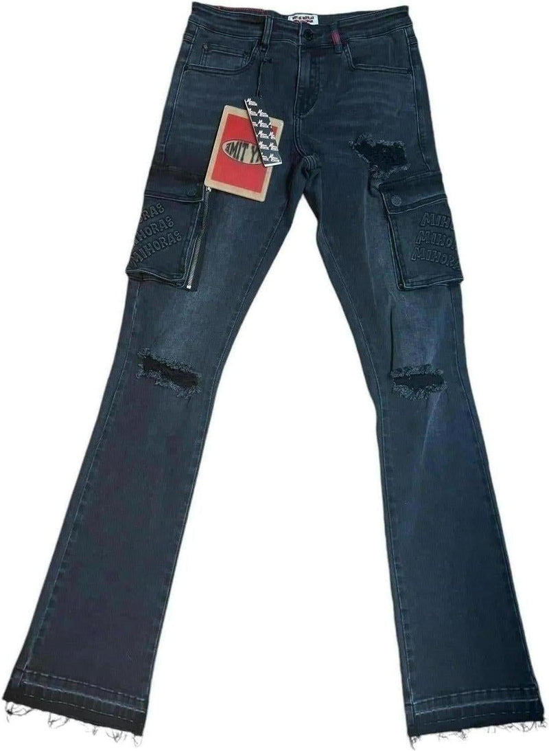 Mihora Co Denim Stacked Cargos "Black"