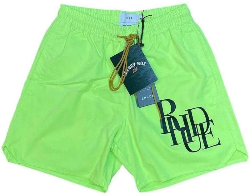Rhude Logo Print Swim Trunks "Neon"