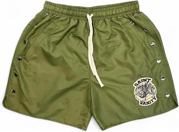 Saint Vanity Nylon Button Shorts "Green"
