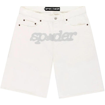 Sp5der V3 Logo Denim Short White