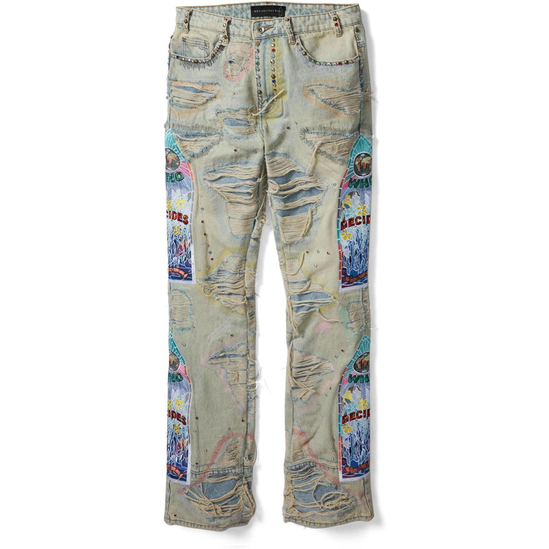 Who Decides War Stud Distressed Denim - Used