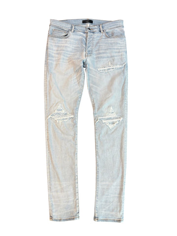 Amiri MX1 Blue Print Ribbed Jeans Lightwash - Lightly Worn