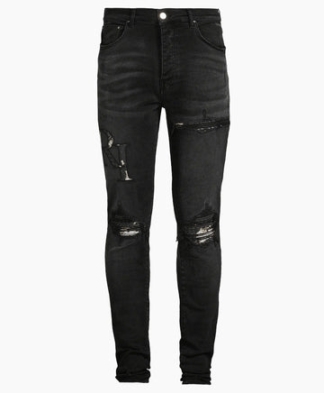 Amiri Staggered Logo Skinny Jeans Black