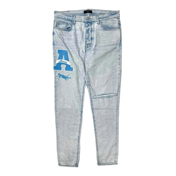 Amiri Varsity Patch Jeans "Sky Indigo"