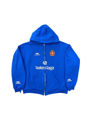 Balenciaga Blue Soccer Zip Up Hoodie - Lightly Worn