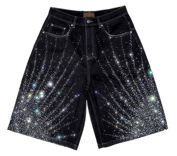 Birth of Royal Child 20K Diamond Starlight Denim Shorts IN Black