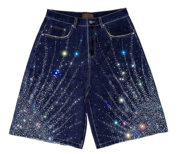Birth of Royal Child 20K Diamond Starlight Denim Shorts IN Blue