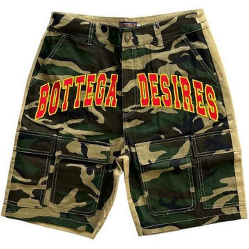 Bottega Desires Camo Cargo Shorts