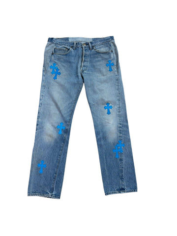Chrome Hearts 13 Patch Lightwash Jeans Blue Patch - Lightly Worn