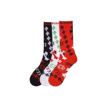 Chrome Hearts Single Stencil Sock Pair "Black/White/Red"