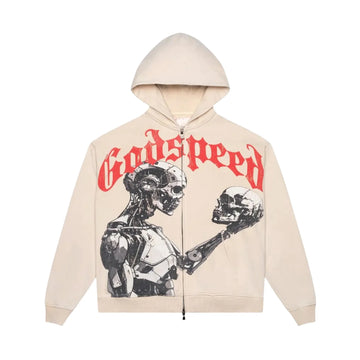 Godspeed Mankind Vs Ai Zip Up Hoodie "Cream"
