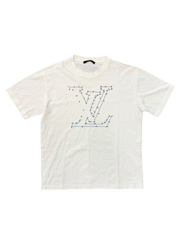 Louis Vuitton White Stitch Logo Tee - Lightly Worn