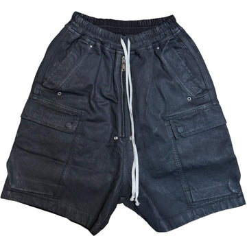 Rick Owens Waxed Denim Cargobela Shorts "Black"