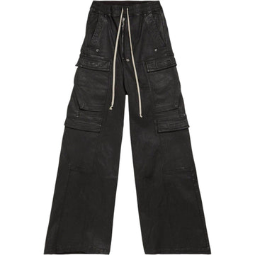 Rick Owens Waxed Denim Cargobelas "Black"