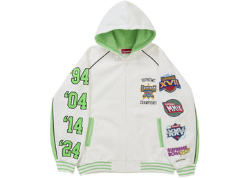 Supreme Playoffs Zip Up Hooded Sweatshirt White