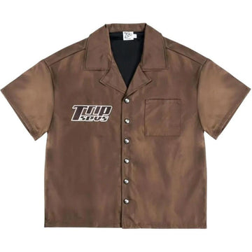 Triple Seven Nylon Button Up Shirt "Brown"