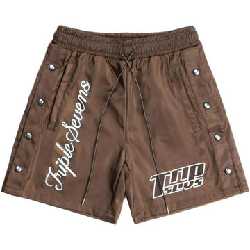 Triple Seven Nylon Button Up Shorts "Brown"