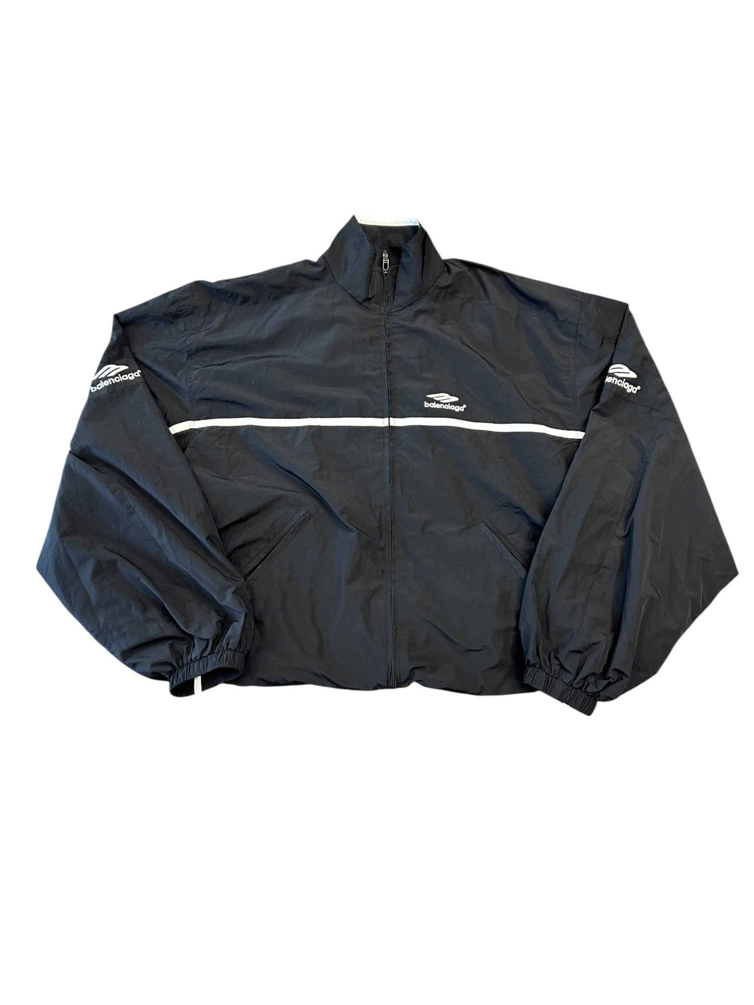 Balenciaga 3B Sports Cropped Track Jacket 'Black'