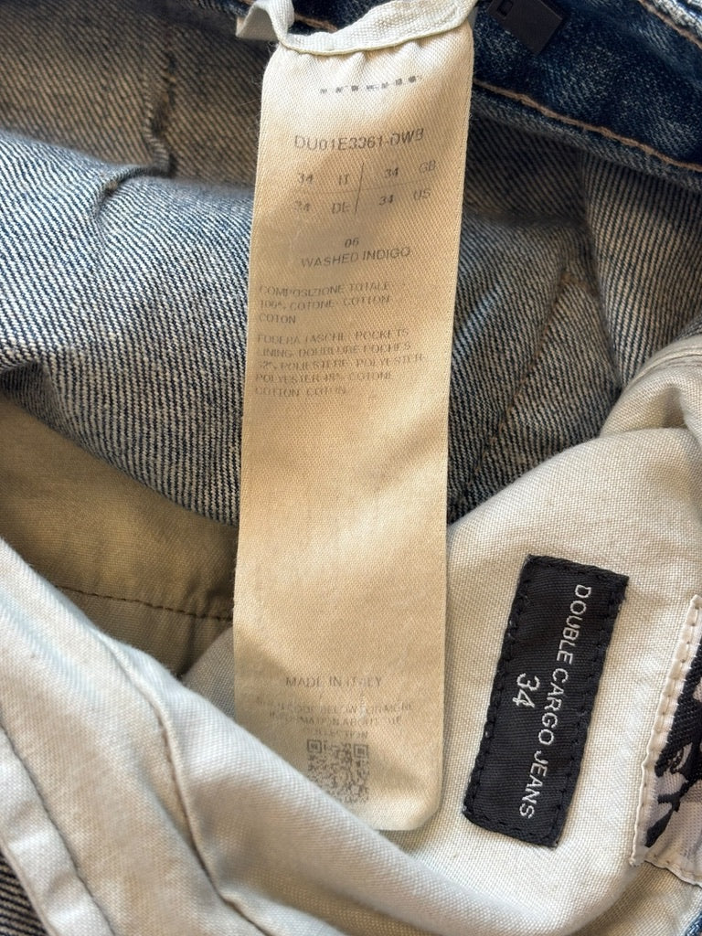 Rick Owens DRKSHDW Double Cargo Jeans Washed Indigo