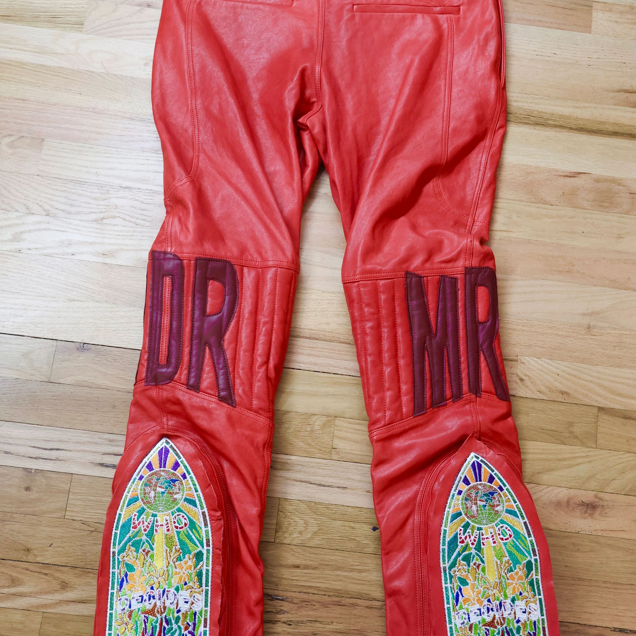 Who Decides War Leather Flared Jeans "Red"