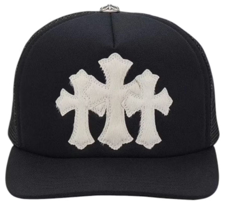 Chrome Hearts Pony Hair Cemetery Cross Patch Trucker Hat