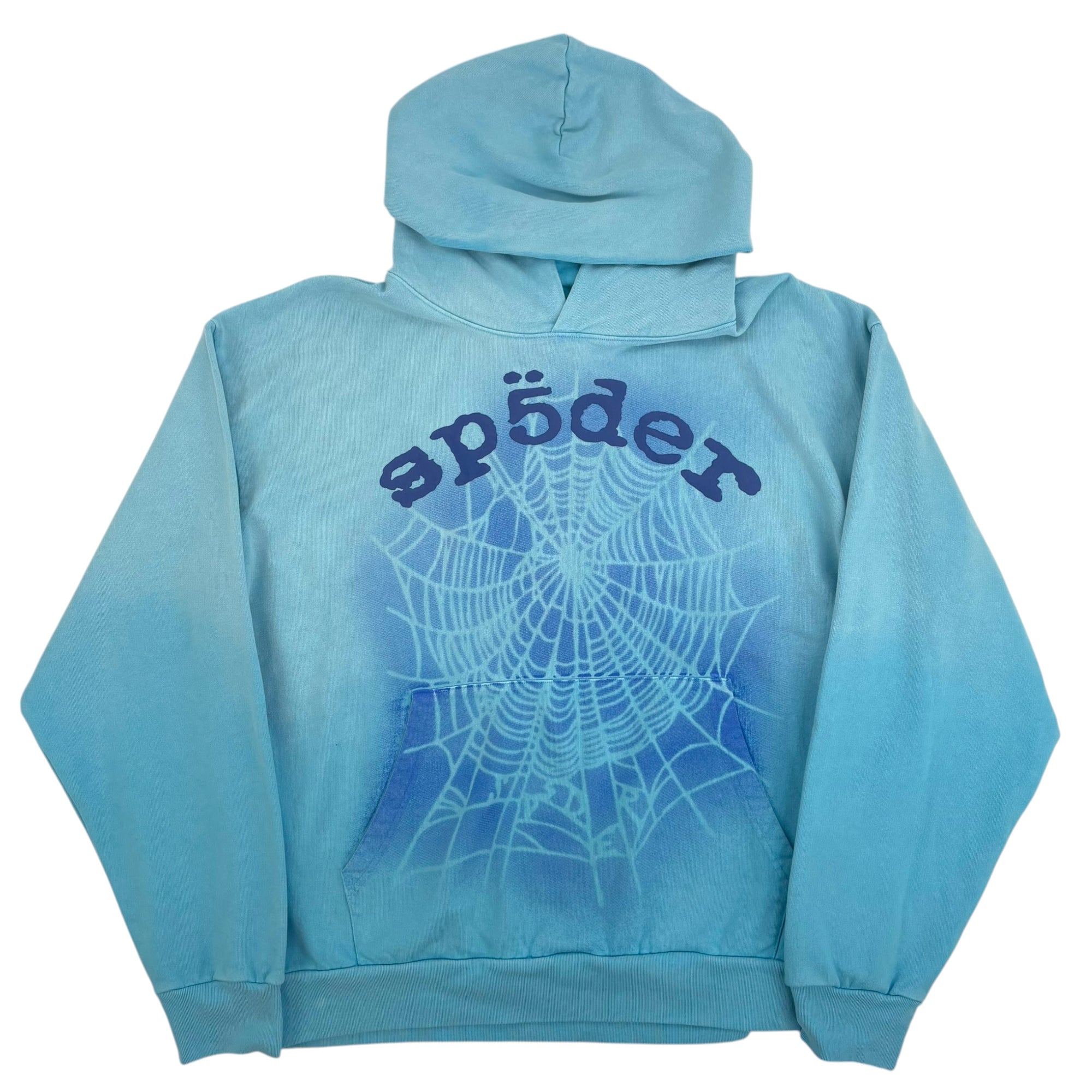 Sp5der OG Web V2 Spray Hoodie Light Blue