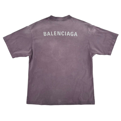 Balenciaga Embroidered Logo Tee Plum - Lightly Worn