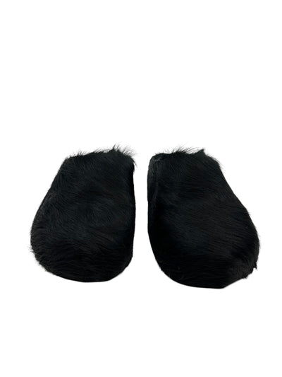 Marni Long Hair Calfskin Fussbett Sabot Mule Black - Lightly Worn