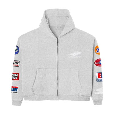 Bottega Desires Patch Zip-Up Hoodie Grey