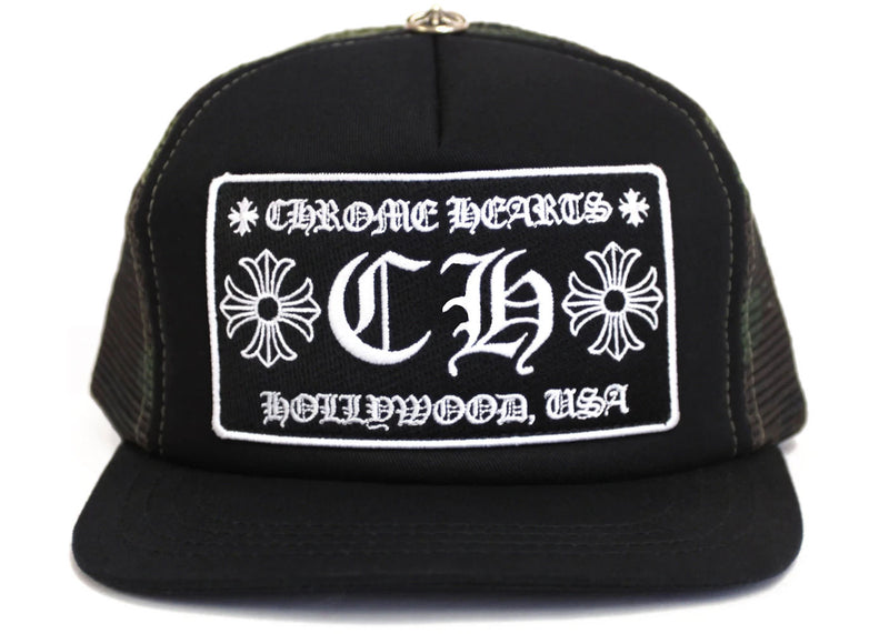Chrome Hearts CH Hollywood Trucker Hat Black/Camo - Lightly Worn