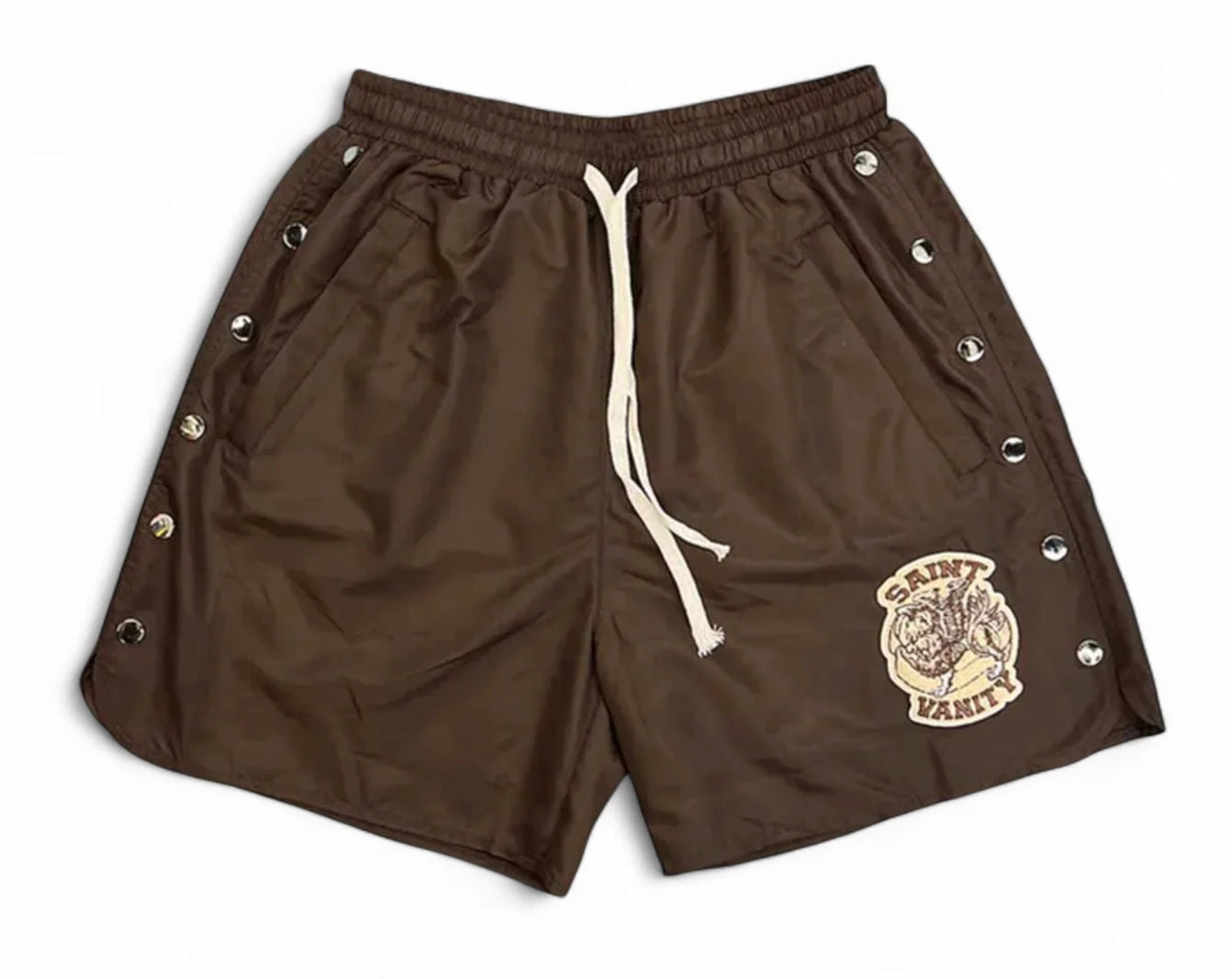 Saint Vanity Nylon Button Shorts "Brown"