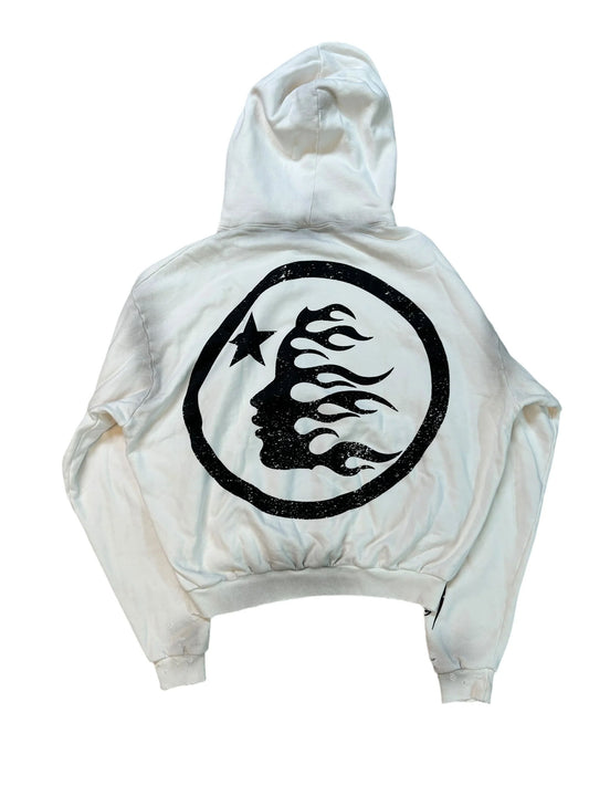 Hellstar Glitter Logo Zip Up Hoodie "White"