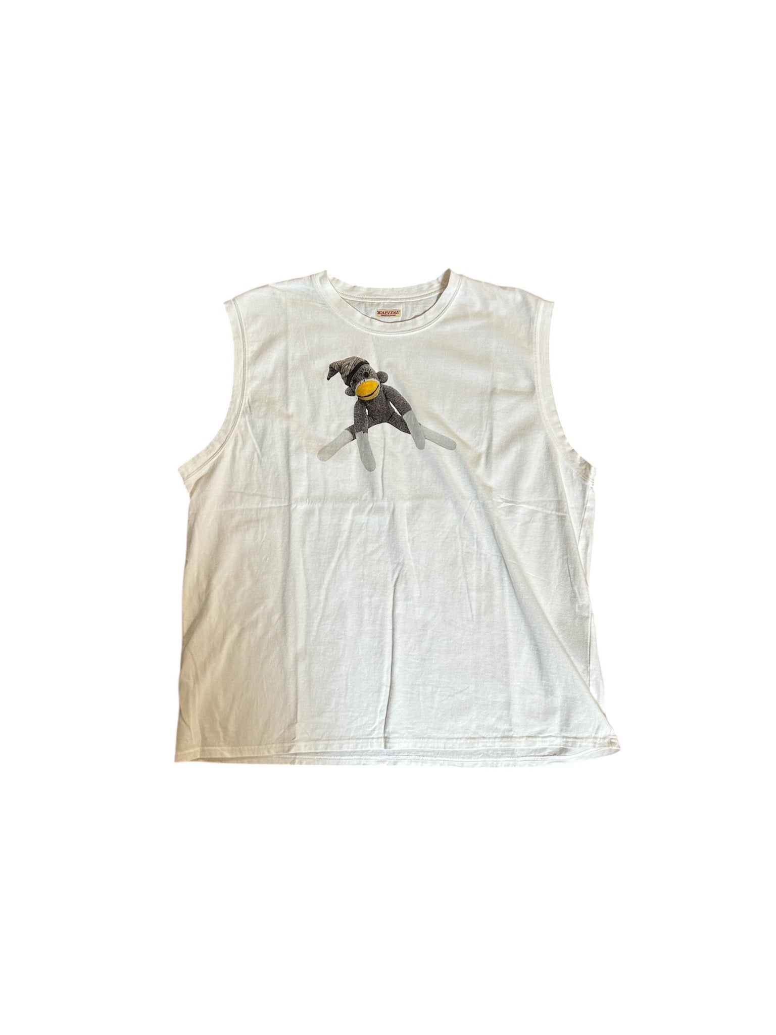 Kapital Sock Monkey Sleeveless Tee "White"