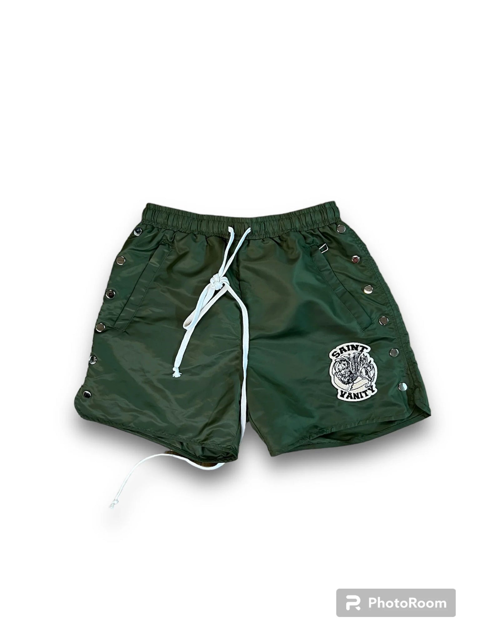 Saint Vanity Nylon Button Shorts "Green"