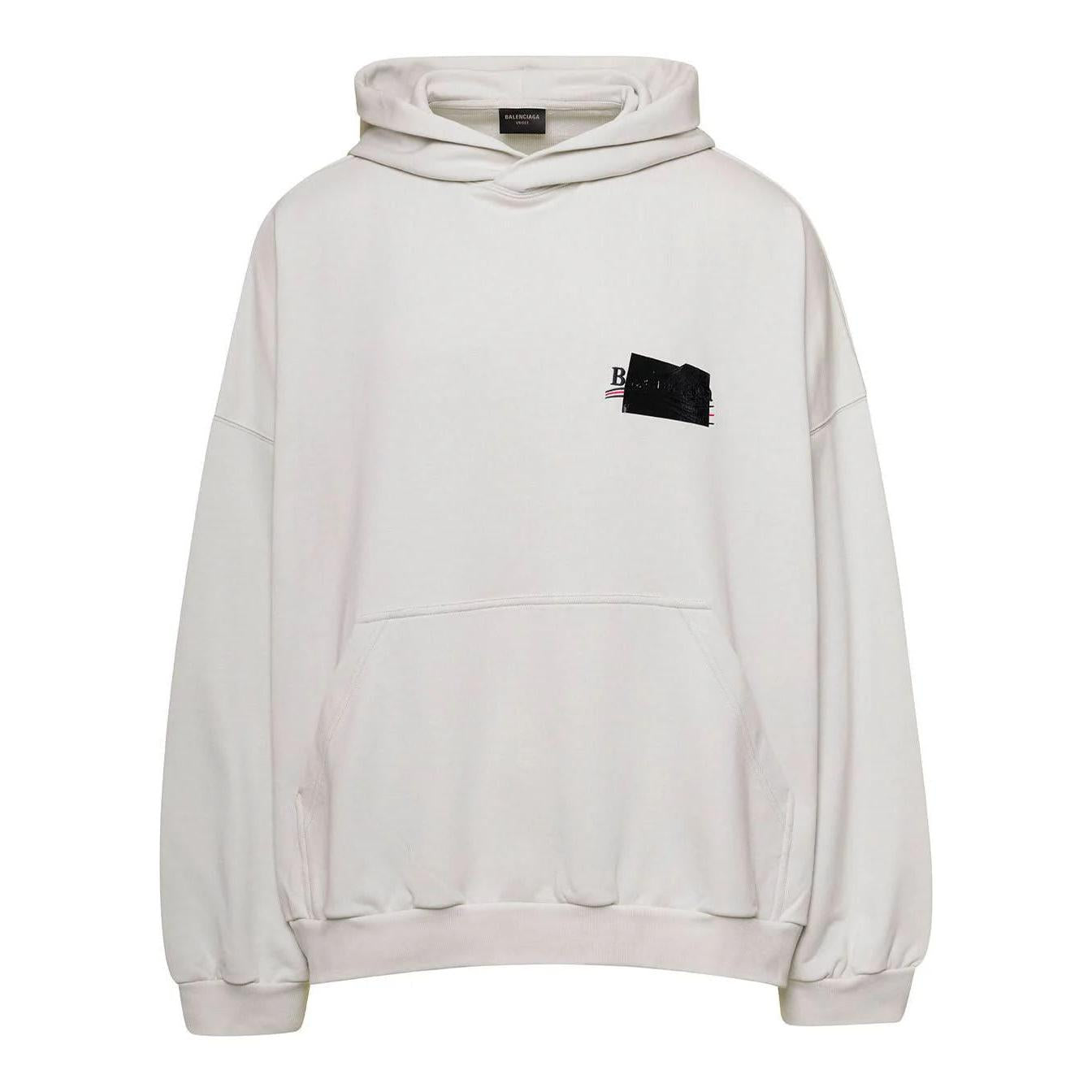 Balenciaga logo Tape Hoodie "White" - Lightly Worn