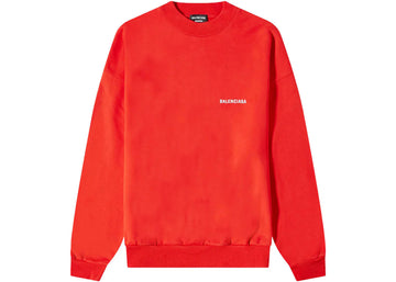 Balenciaga Back Logo Oversized Crewneck Bright Red/White