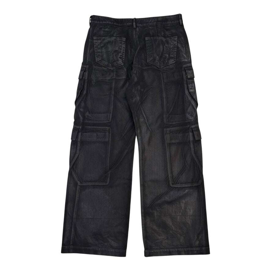 Rick Owens DRKSHDW Double Cargo Jeans Black Waxed