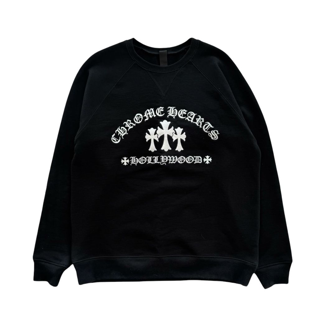 Chrome Hearts Triple Cross Embroidered Crewneck "Black" - Lightly Worn