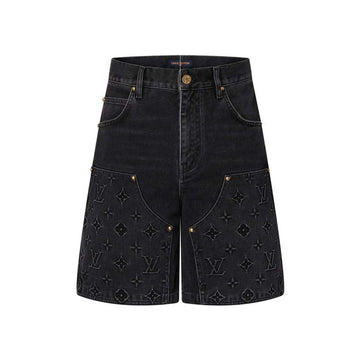 Louis Vuitton Monogram Workwear Denim Shorts Black