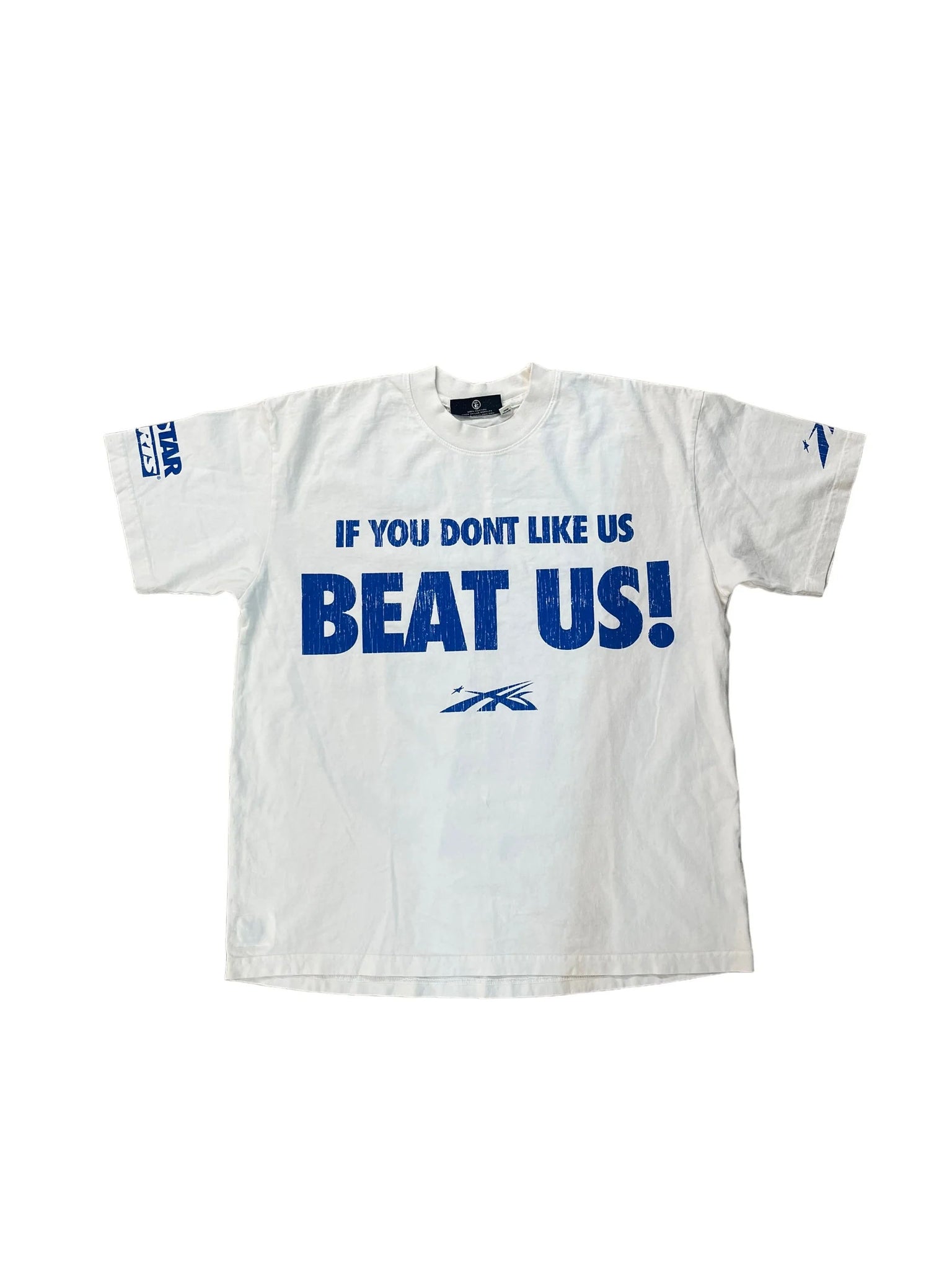 Hellstar Beat Us Tee "Cream/Blue"