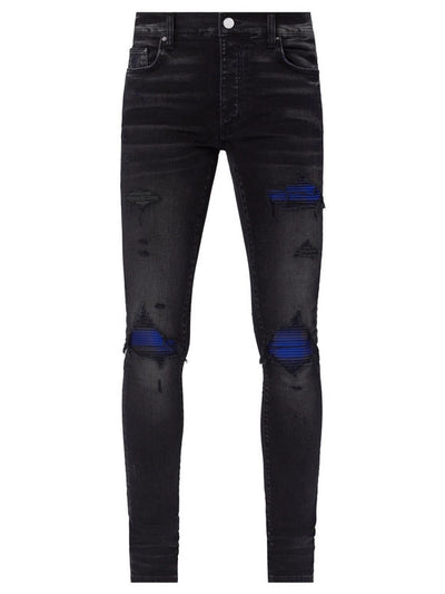 Amiri MX1 Plaid Aged Black And Blue Jeans - Lightly Worn