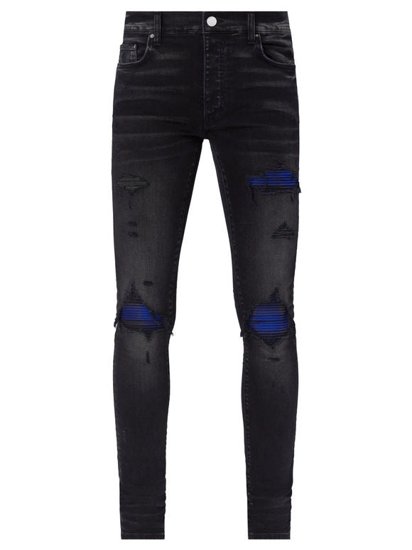 Amiri MX1 Plaid Aged Black And Blue Jeans - Lightly Worn